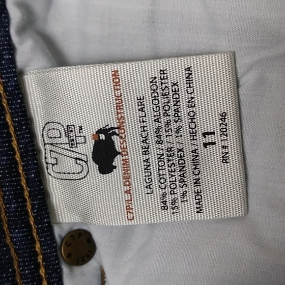 Chip and Pepper Production Laguna Beach  Blue Dark Wash Mid Rise Flare Jean - Picture 6 of 14